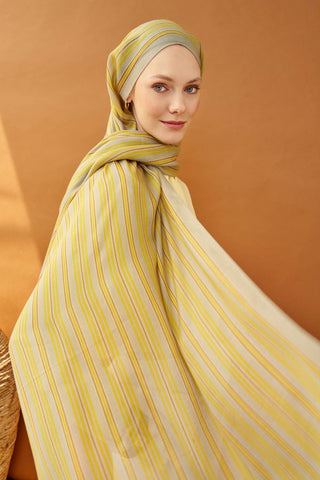Riva Şal Tencel Line Sarı - Riva Şal - | Silk Home