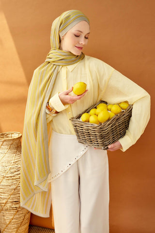 Riva Şal Tencel Line Sarı - Riva Şal - | Silk Home