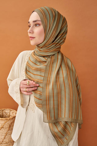Riva Şal Tencel Line Sütlü Kahve - Riva Şal - | Silk Home