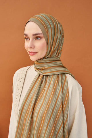 Riva Şal Tencel Line Sütlü Kahve - Riva Şal - | Silk Home