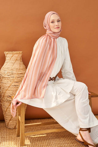 Riva Şal Tencel Line Tozpembe - Riva Şal - | Silk Home