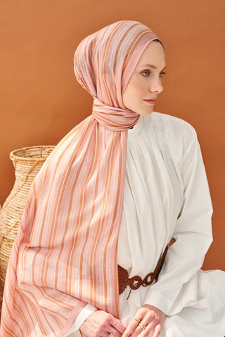 Riva Şal Tencel Line Tozpembe - Riva Şal - | Silk Home