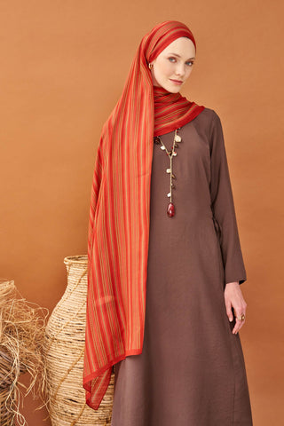 Riva Şal Tencel Line Turuncu - Riva Şal - | Silk Home