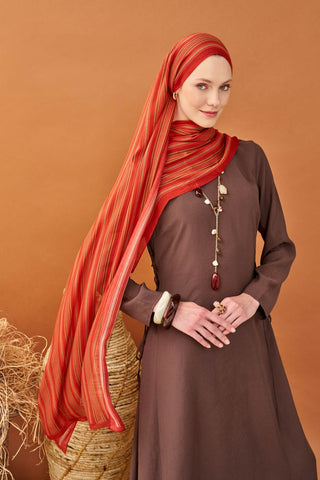 Riva Şal Tencel Line Turuncu - Riva Şal - | Silk Home