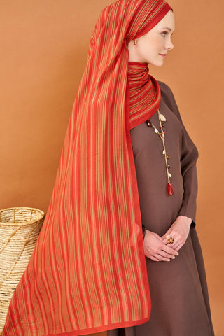 Riva Şal Tencel Line Turuncu - Riva Şal - | Silk Home