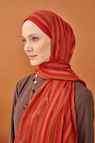 Riva Şal Tencel Line Turuncu - Riva Şal - | Silk Home