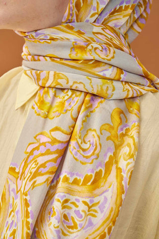 Riva Şal Tencel Paisley Gri - Riva Şal - | Silk Home