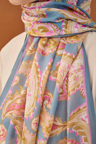 Riva Şal Tencel Paisley Mavi - Riva Şal - | Silk Home