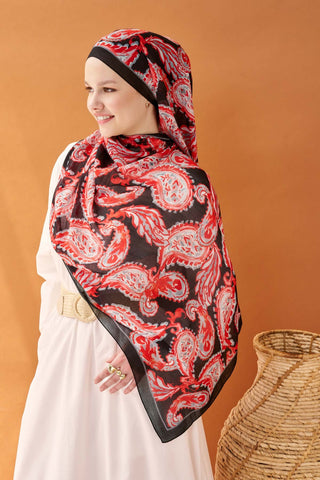 Riva Şal Tencel Paisley Siyah - Riva Şal - | Silk Home