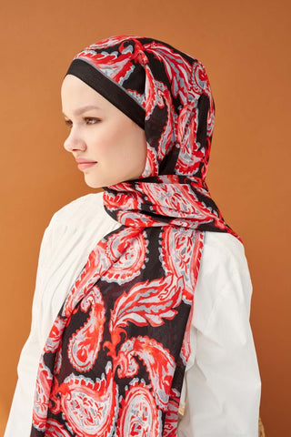 Riva Şal Tencel Paisley Siyah - Riva Şal - | Silk Home