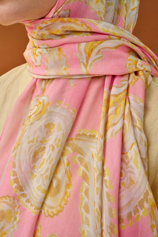 Riva Şal Tencel Paisley Tozpembe - Riva Şal - | Silk Home