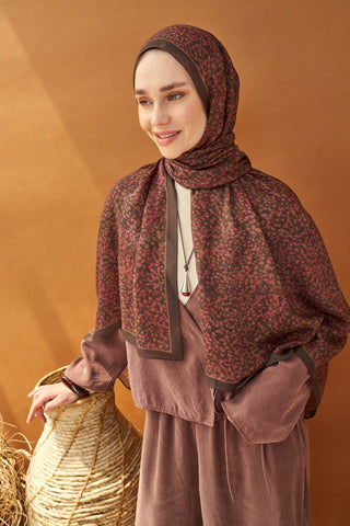 Riva Şal Tencel Secret Garden Acı Kahve - Riva Şal - | Silk Home