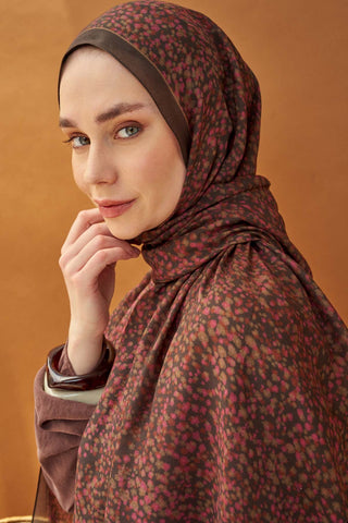 Riva Şal Tencel Secret Garden Acı Kahve - Riva Şal - | Silk Home