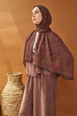 Riva Şal Tencel Secret Garden Acı Kahve - Riva Şal - | Silk Home