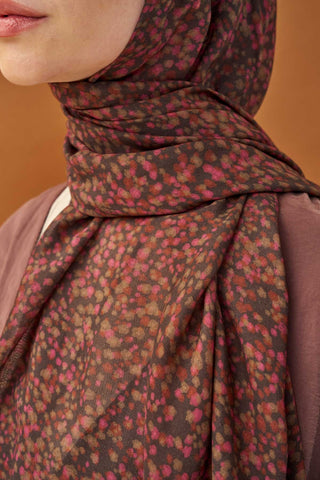 Riva Şal Tencel Secret Garden Acı Kahve - Riva Şal - | Silk Home
