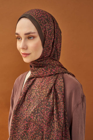 Riva Şal Tencel Secret Garden Acı Kahve - Riva Şal - | Silk Home
