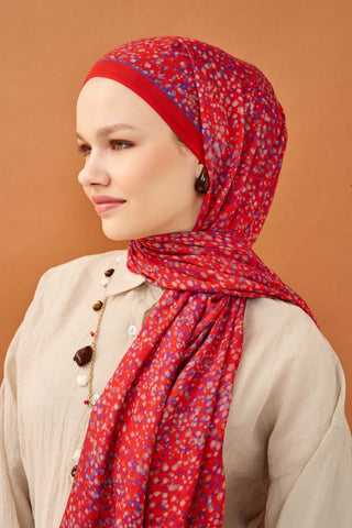 Riva Şal Tencel Secret Garden Bayrak Kırmızısı - Riva Şal - | Silk Home