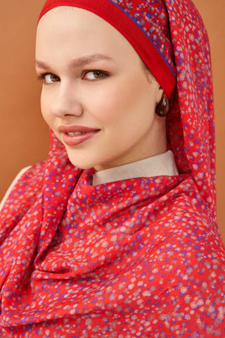 Riva Şal Tencel Secret Garden Bayrak Kırmızısı - Riva Şal - | Silk Home