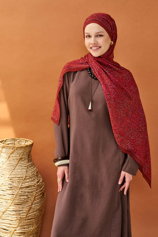 Riva Şal Tencel Secret Garden Bordo - Riva Şal - | Silk Home