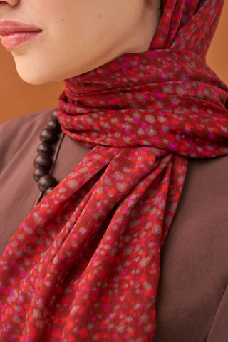 Riva Şal Tencel Secret Garden Bordo - Riva Şal - | Silk Home