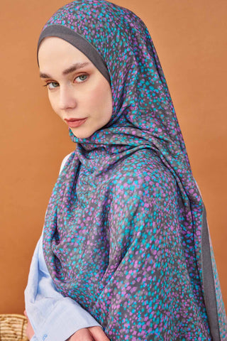 Riva Şal Tencel Secret Garden Füme - Riva Şal - | Silk Home