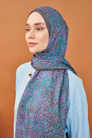 Riva Şal Tencel Secret Garden Füme - Riva Şal - | Silk Home