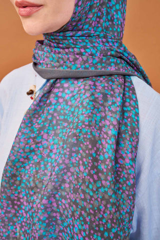 Riva Şal Tencel Secret Garden Füme - Riva Şal - | Silk Home