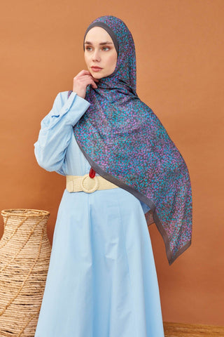 Riva Şal Tencel Secret Garden Füme - Riva Şal - | Silk Home