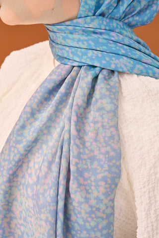 Riva Şal Tencel Secret Garden Gök Mavisi - Riva Şal - | Silk Home