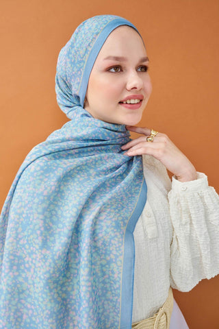 Riva Şal Tencel Secret Garden Gök Mavisi - Riva Şal - | Silk Home