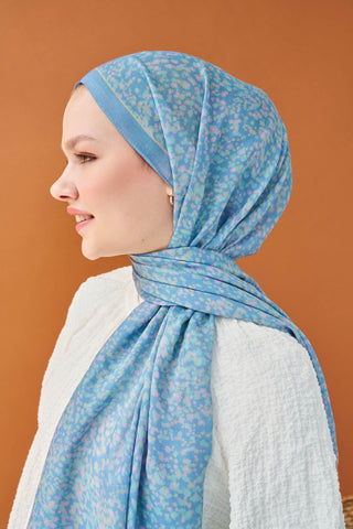 Riva Şal Tencel Secret Garden Gök Mavisi - Riva Şal - | Silk Home