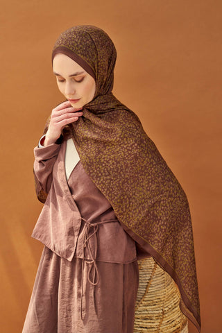 Riva Şal Tencel Secret Garden Kahverengi - Riva Şal - | Silk Home