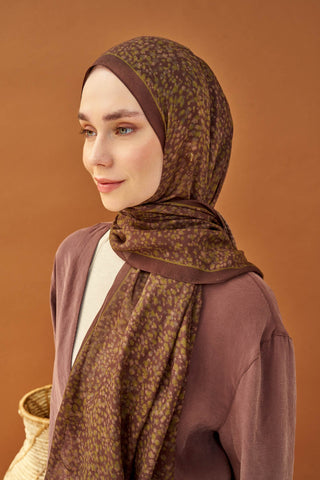 Riva Şal Tencel Secret Garden Kahverengi - Riva Şal - | Silk Home