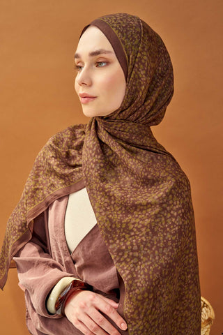 Riva Şal Tencel Secret Garden Kahverengi - Riva Şal - | Silk Home