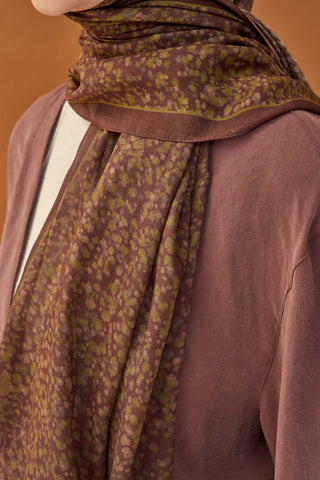 Riva Şal Tencel Secret Garden Kahverengi - Riva Şal - | Silk Home