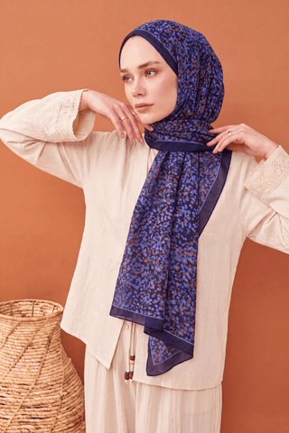 Riva Şal Tencel Secret Garden Koyu Mor - Riva Şal - | Silk Home