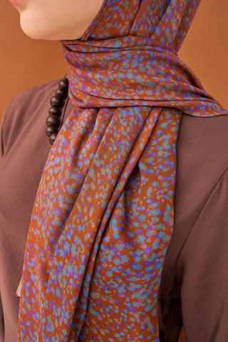 Riva Şal Tencel Secret Garden Koyu Turuncu - Riva Şal - | Silk Home