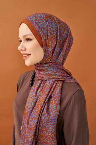 Riva Şal Tencel Secret Garden Koyu Turuncu - Riva Şal - | Silk Home