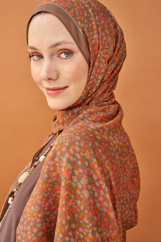 Riva Şal Tencel Secret Garden Koyu Vizon - Riva Şal - | Silk Home