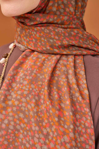 Riva Şal Tencel Secret Garden Koyu Vizon - Riva Şal - | Silk Home