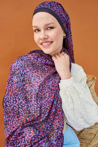 Riva Şal Tencel Secret Garden Lacivert - Riva Şal - | Silk Home