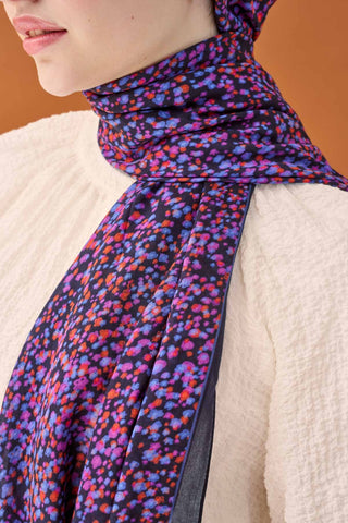 Riva Şal Tencel Secret Garden Lacivert - Riva Şal - | Silk Home