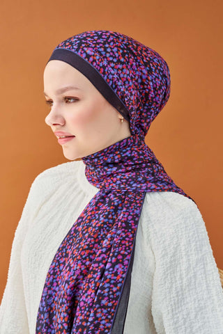 Riva Şal Tencel Secret Garden Lacivert - Riva Şal - | Silk Home