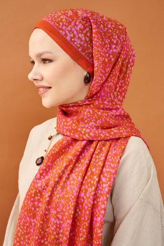 Riva Şal Tencel Secret Garden Mercan - Riva Şal - | Silk Home