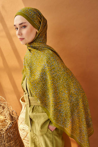 Riva Şal Tencel Secret Garden Olive - Riva Şal - | Silk Home