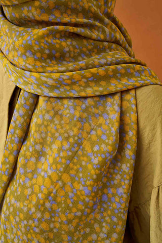 Riva Şal Tencel Secret Garden Olive - Riva Şal - | Silk Home