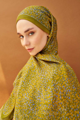 Riva Şal Tencel Secret Garden Olive - Riva Şal - | Silk Home