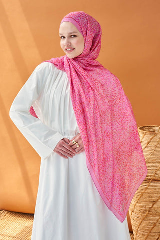 Riva Şal Tencel Secret Garden Pembe - Riva Şal - | Silk Home