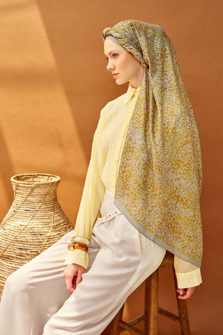 Riva Şal Tencel Secret Garden Sarı - Riva Şal - | Silk Home