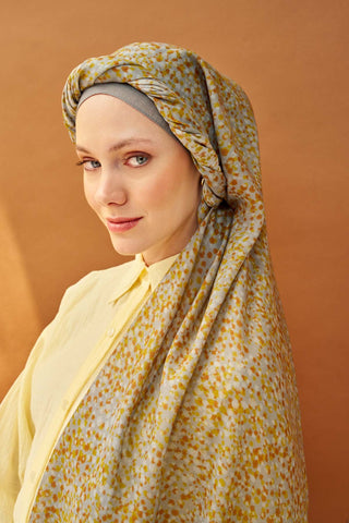 Riva Şal Tencel Secret Garden Sarı - Riva Şal - | Silk Home